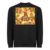 Black Fall Pumpkins and Gnome with Leopard Heavyweight Sweatshirt - texasbilliewilder
