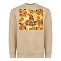 Mushroom Fall Pumpkins and Gnome with Leopard Heavyweight Sweatshirt - texasbilliewilder