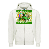Oatmeal Heather St. Patrick's truck Zipper Hoodie - CowGirlArtShop
