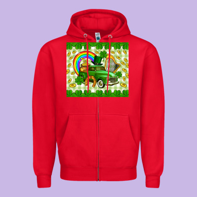 St. Patrick's Truck Zipper Hoodie Designed By Cowgirlartshop