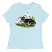 Baby Blue two baby nigerian dwarf goat Ladies Tee - LillyAllenDesigns