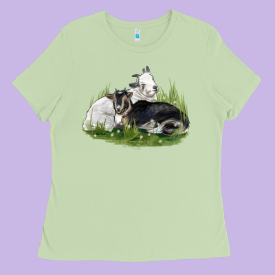 Two Baby Nigerian Dwarf Goat Ladies Tee Designed By Lillyallendesigns