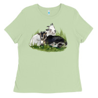 Matcha two baby nigerian dwarf goat Ladies Tee - LillyAllenDesigns