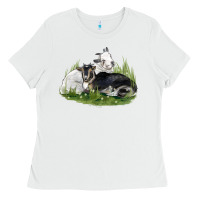White two baby nigerian dwarf goat Ladies Tee - LillyAllenDesigns