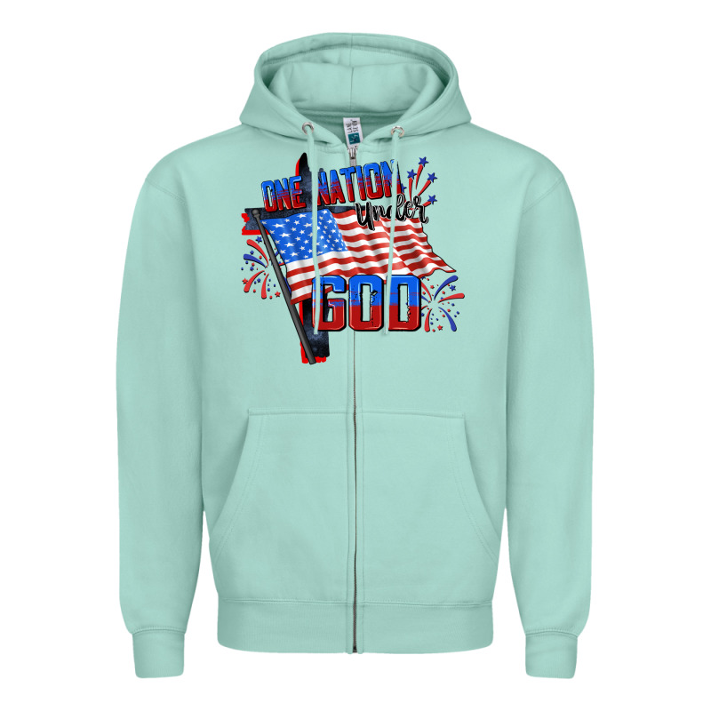 One Nation Under God 4th Of July Zipper Hoodie by CowGirlArtShop | Teevron