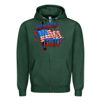 Sports Green One nation under god 4th of july Zipper Hoodie - CowGirlArtShop