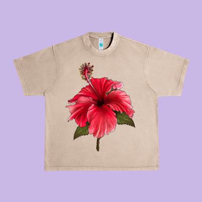 Puerto Rican Hibiscus Flower Urban Heavy Tee Designed By Lillyallendesigns