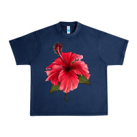 Navy Puerto Rican Hibiscus Flower Urban Heavy Tee - LillyAllenDesigns