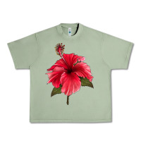 Oil Green Puerto Rican Hibiscus Flower Urban Heavy Tee - LillyAllenDesigns