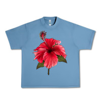 Pebble Blue Puerto Rican Hibiscus Flower Urban Heavy Tee - LillyAllenDesigns