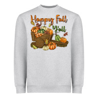 Heather Grey Happy Fall Y'all Heavyweight Sweatshirt - texasbilliewilder