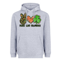 Heather Grey peace love shamrock Heavyweight Hoodie - FaDigitalArtStudio