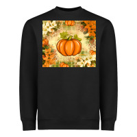 Black Fall Pumpkins with Flowers Heavyweight Sweatshirt - texasbilliewilder