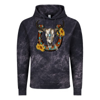 Cloud Black bull skull with horseshoe Vintage Hoodie - RanaPortraitStore