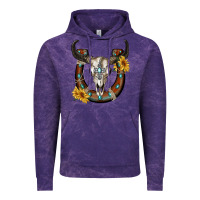 Cloud Purple bull skull with horseshoe Vintage Hoodie - RanaPortraitStore