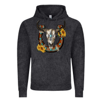 Vintage Black bull skull with horseshoe Vintage Hoodie - RanaPortraitStore