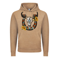 Vintage Coffee bull skull with horseshoe Vintage Hoodie - RanaPortraitStore