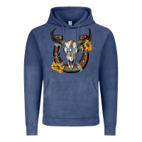 Vintage Denim bull skull with horseshoe Vintage Hoodie - RanaPortraitStore