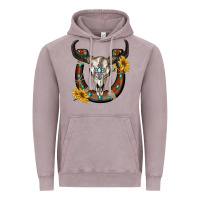 Vintage Zinc bull skull with horseshoe Vintage Hoodie - RanaPortraitStore