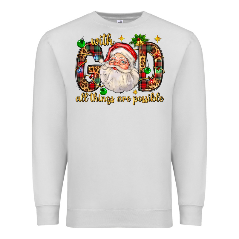 With God All Things Are Possible With Santa Claus Bbs Premium Sweatshirt by BundleAndBundleShop | Teevron
