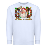 White with god all things are possible with santa claus bbs Premium Sweatshirt - BundleAndBundleShop