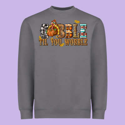 Gobble Til You Wobble With Turkey Heavyweight Sweatshirt Designed By Texasbilliewilder