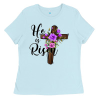 Baby Blue he is risen matthew 28 6 Ladies Tee - Jasminsmagicworld