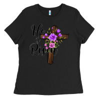 Black he is risen matthew 28 6 Ladies Tee - Jasminsmagicworld