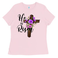 Bubblegum Pink he is risen matthew 28 6 Ladies Tee - Jasminsmagicworld