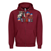 Burgundy Oh my stars horse 4th of july Zipper Hoodie - CowGirlArtShop