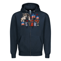 Navy Oh my stars horse 4th of july Zipper Hoodie - CowGirlArtShop