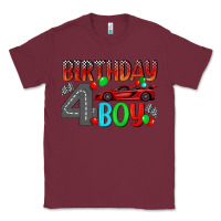 Burgundy birthday boy 4 Classic Tee - BundleAndBundleShop