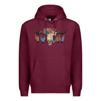 Burgundy Texas Longhorn Bull Skull Premium Hoodie - JahusDesignShop