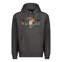 Charcoal Heather Texas Longhorn Bull Skull Premium Hoodie - JahusDesignShop