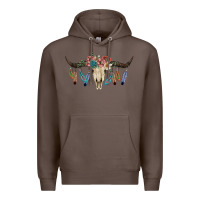 Coffee Texas Longhorn Bull Skull Premium Hoodie - JahusDesignShop