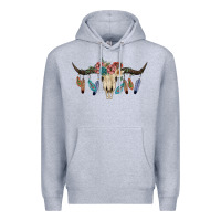 Heather Grey Texas Longhorn Bull Skull Premium Hoodie - JahusDesignShop