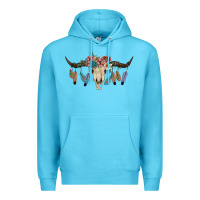 Ocean Blue Texas Longhorn Bull Skull Premium Hoodie - JahusDesignShop