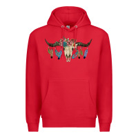 Red Texas Longhorn Bull Skull Premium Hoodie - JahusDesignShop