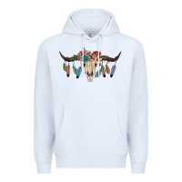 White Texas Longhorn Bull Skull Premium Hoodie - JahusDesignShop