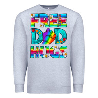 Heather Grey Pride LGBTQ Free Dad Hugs Premium Sweatshirt - BundleAndBundleShop