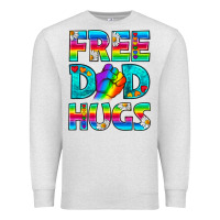 Oatmeal Heather Pride LGBTQ Free Dad Hugs Premium Sweatshirt - BundleAndBundleShop