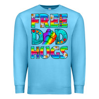 Ocean Blue Pride LGBTQ Free Dad Hugs Premium Sweatshirt - BundleAndBundleShop