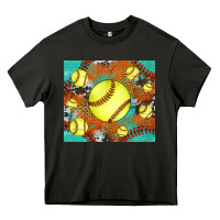 Asphalt softball cowhide turquoise glitter tumbler Heavy Core Tee - Jasminsmagicworld