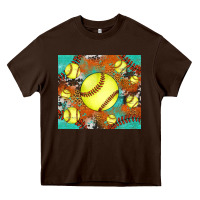 Chocolate Brown softball cowhide turquoise glitter tumbler Heavy Core Tee - Jasminsmagicworld
