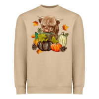 Mushroom Heifer with Pumpkins Heavyweight Sweatshirt - texasbilliewilder