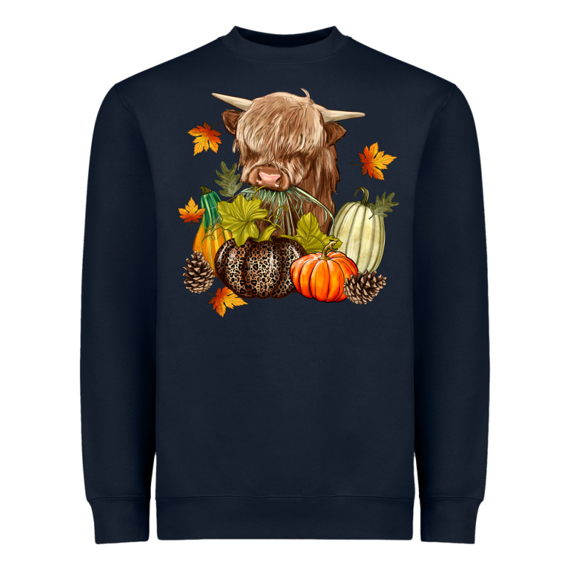 Heifer With Pumpkins Heavyweight Sweatshirt by texasbilliewilder | Teevron