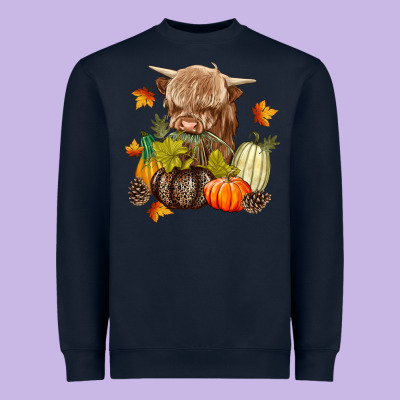 Heifer With Pumpkins Heavyweight Sweatshirt Designed By Texasbilliewilder