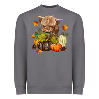 Storm Heifer with Pumpkins Heavyweight Sweatshirt - texasbilliewilder