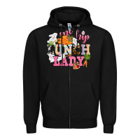 Black One hip Lunch Lady Easter Day Zipper Hoodie - CowGirlArtShop
