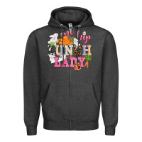 Charcoal Heather One hip Lunch Lady Easter Day Zipper Hoodie - CowGirlArtShop